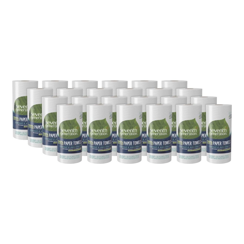 Seventh Generation 100% Recycled Paper Towels - 2 Ply - 156 Sheets/Roll - White - 24 / Carton. Picture 2