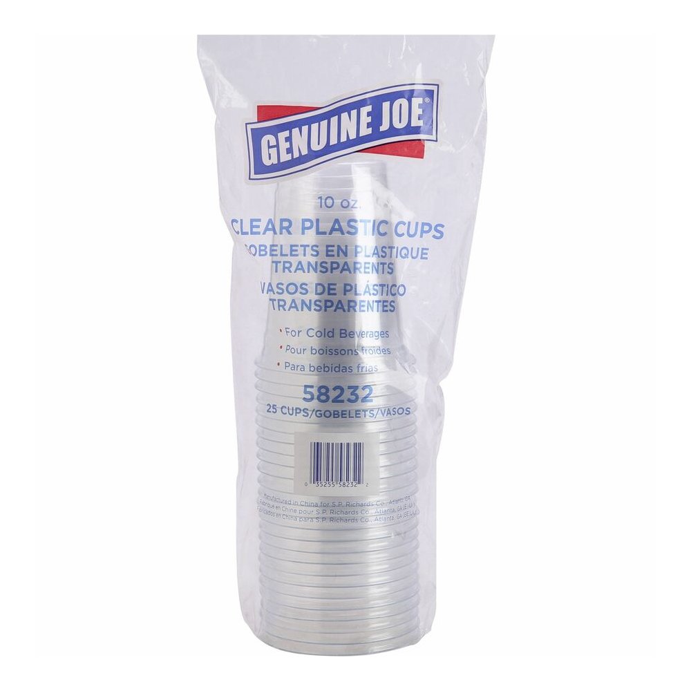 Genuine Joe 10 oz Clear Plastic Cups - 10 fl oz - Clear - Plastic - Cold Drink, Beverage - 25/Pack - 20 / Carton. Picture 4