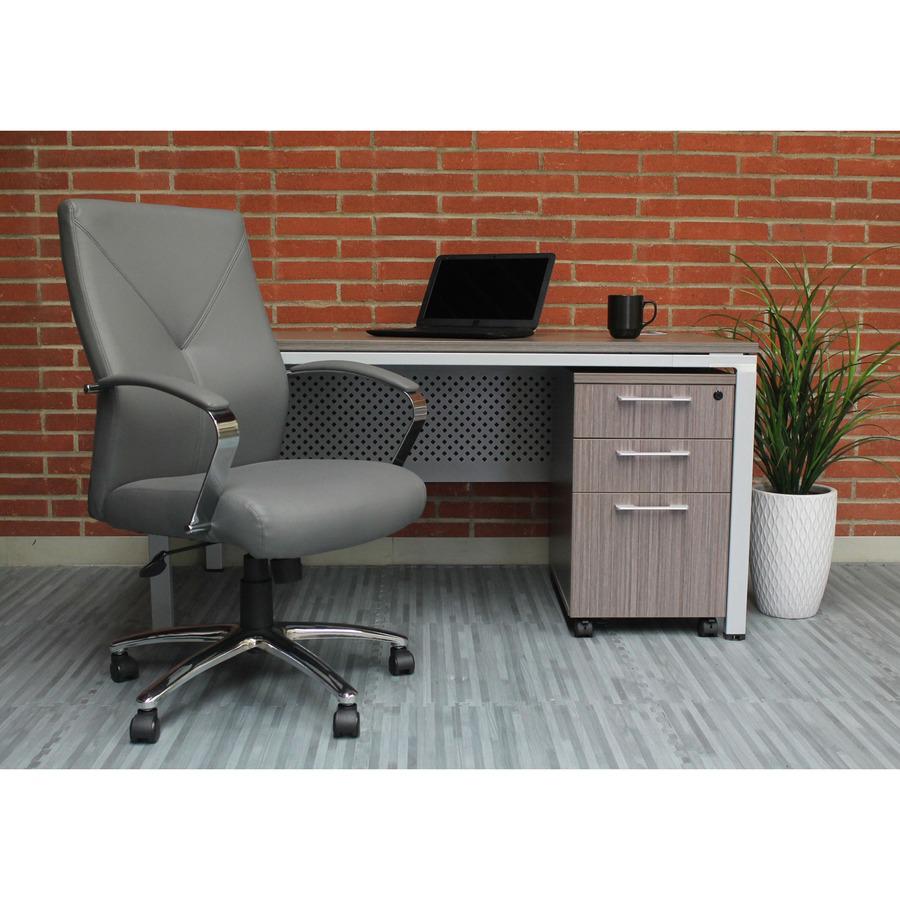 Boss B10101 Executive Chair - Gray LeatherPlus Seat - Gray Leather, Polyurethane Back - Chrome, Black Chrome Frame - 5-star Base - 1 Each. Picture 11