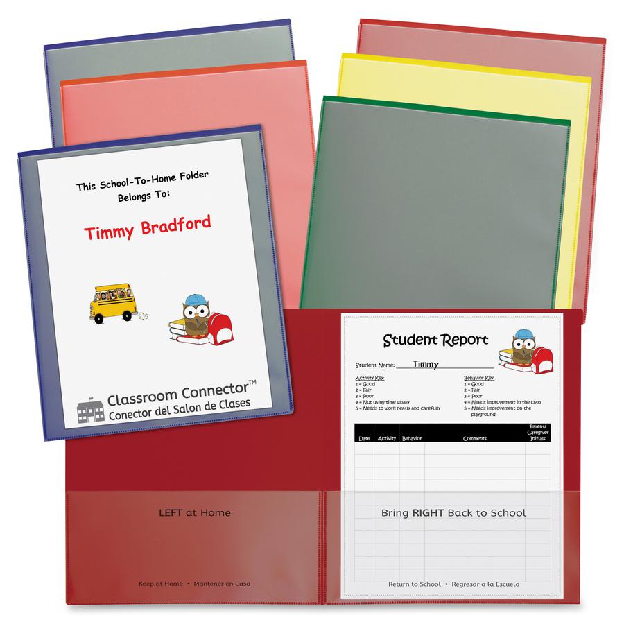 C-Line Classroom Connector Report Cover - 2 Front & Back Pocket(s) - Red, Orange, Yellow, Blue, Green, Purple - 36 / Box. Picture 2
