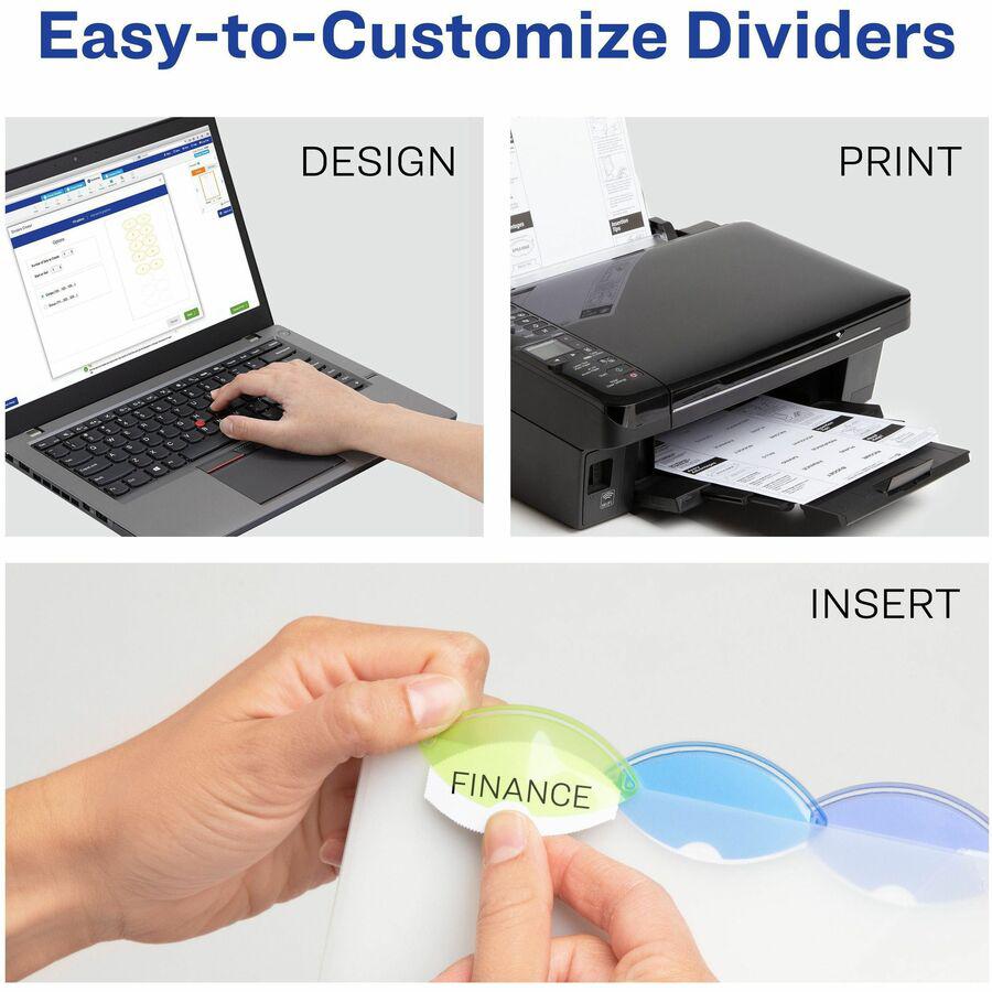 Avery&reg; Insertble Style Edge Plastic Pocket Dividers - 5 x Divider(s) - 5 - 5 Tab(s)/Set - 9.3" Divider Width x 11.25" Divider Length - 3 Hole Punched - Translucent Plastic Divider - Multicolor Pla. Picture 9