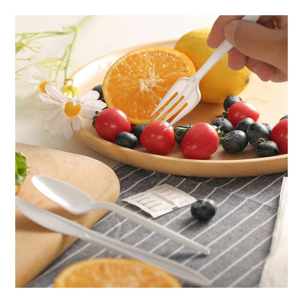 Genuine Joe 6-Piece Fork/Knife/Spoon Utensil Kit - 250 Piece(s) - Cutlery Set - 1 x Spoon - 1 x Fork - 1 x Knife - Disposable - Polypropylene - White - 1 Carton. Picture 2
