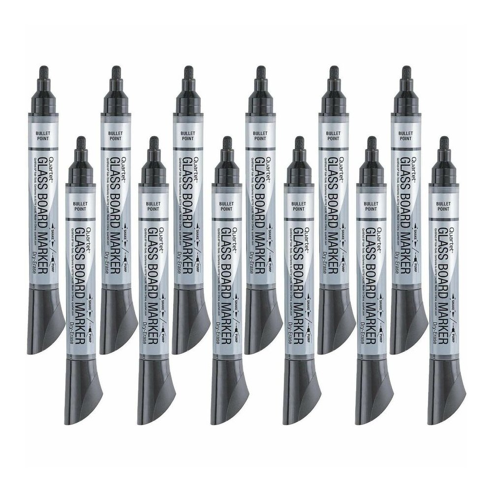 Quartet Premium Dry-Erase Markers for Glass Boards - Erasable - Black Ink - 1 Dozen. Picture 2