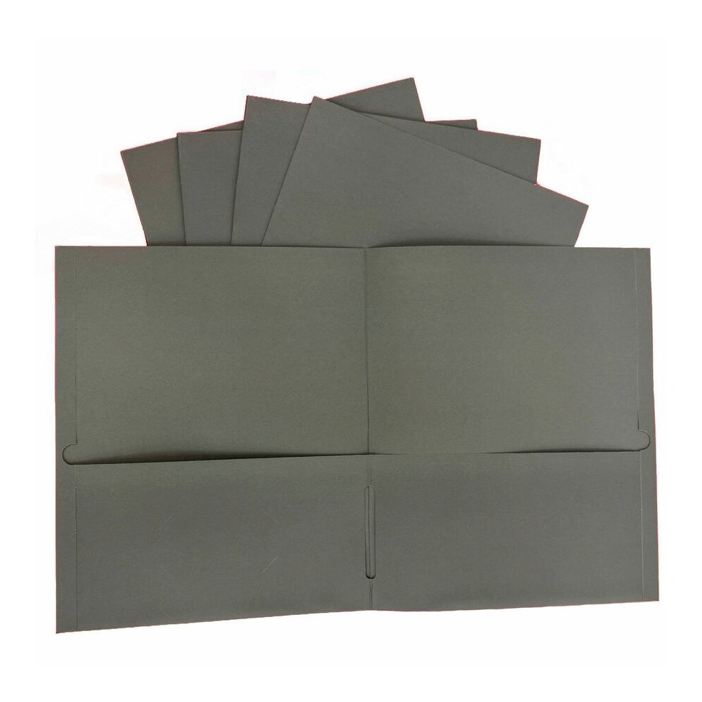 Business Source Letter Portfolio - 8 1/2" x 11" - 125 Sheets Capacity - Inside Front & Back Pocket - Gray - Card Holder - 1 Box. Picture 2