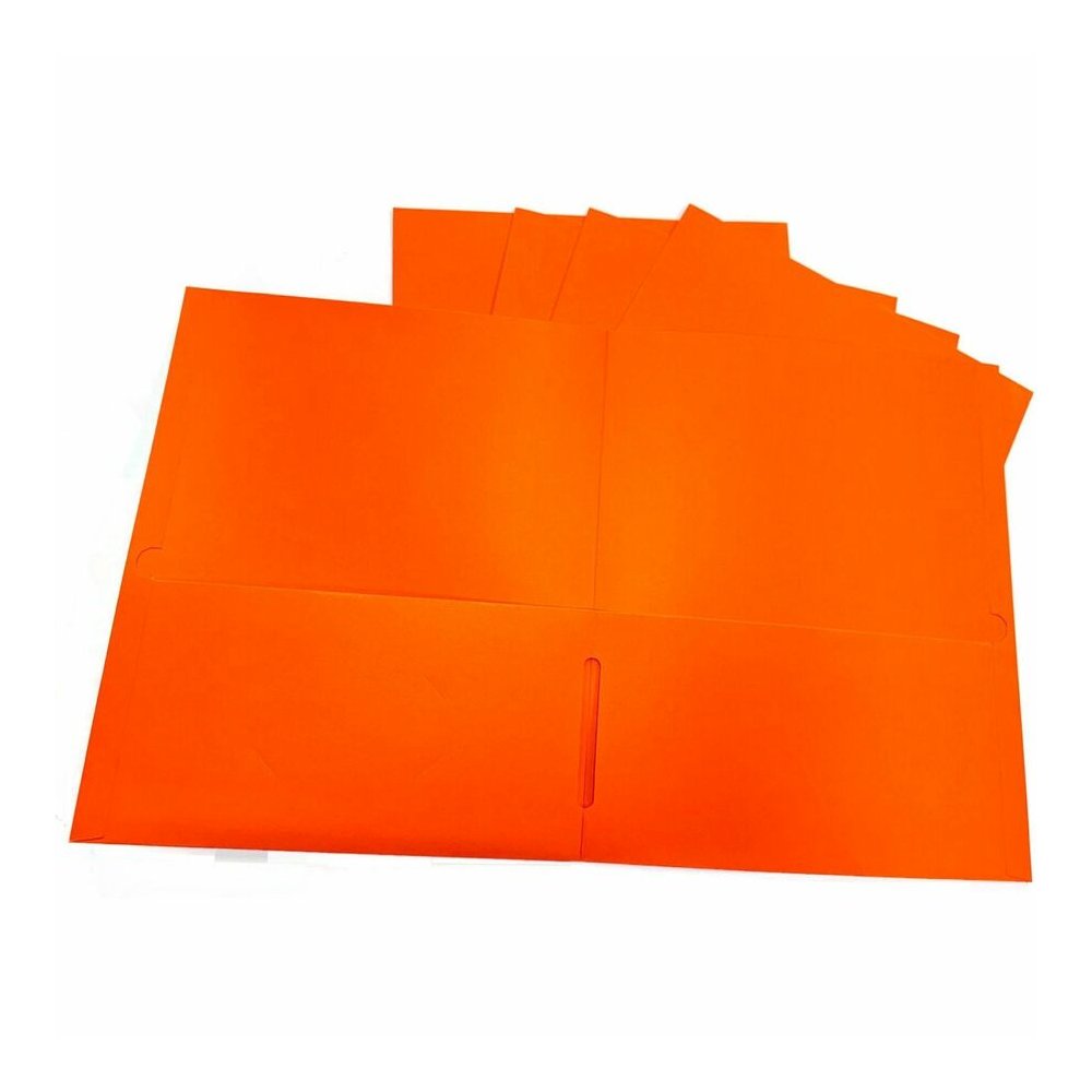 Business Source Letter Portfolio - 8 1/2" x 11" - 125 Sheets Capacity - Inside Front & Back Pocket - Orange - Card Holder - 25 / Box. Picture 2