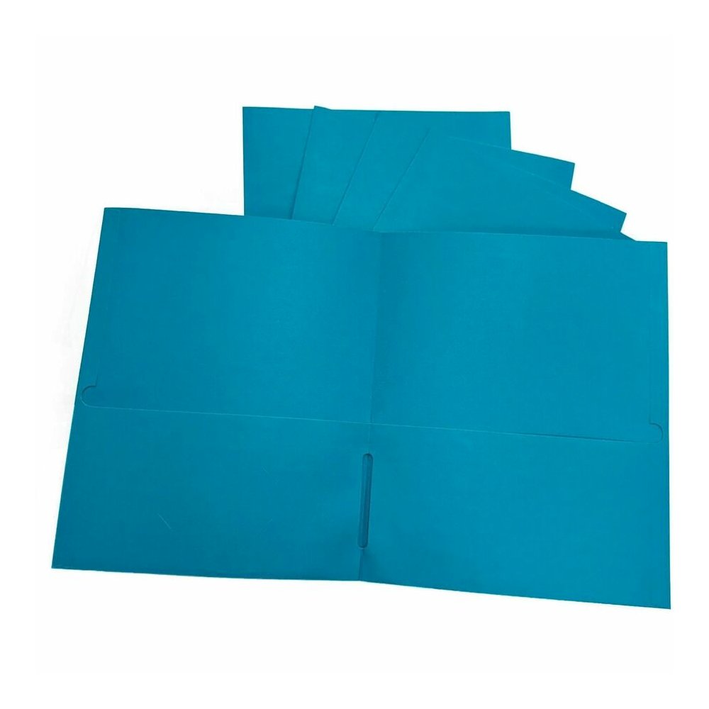 Business Source Letter Portfolio - 8 1/2" x 11" - 125 Sheets Capacity - 2 Inside Front & Back Pocket - Teal - 25 / Box. Picture 2