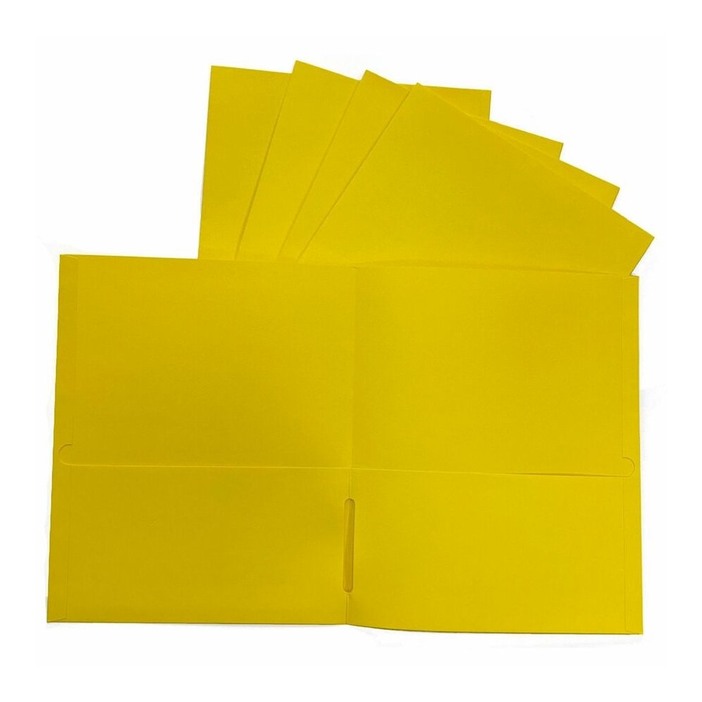Business Source Letter Portfolio - 8 1/2" x 11" - 125 Sheets Capacity - Inside Front & Back Pocket - Yellow - Card Holder - 1 Box. Picture 2