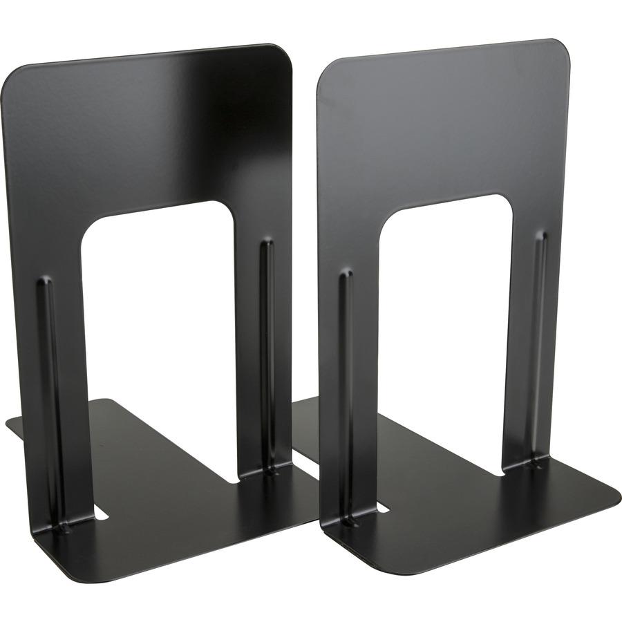 Business Source Heavy-gauge Steel Book Supports - 8.50" Height x 9" Width x 6" Depth - Desktop - Non-skid Base, Scratch Resistant, Stain Resistant - Black - Steel - 2/Pair - 6 / Box. Picture 7