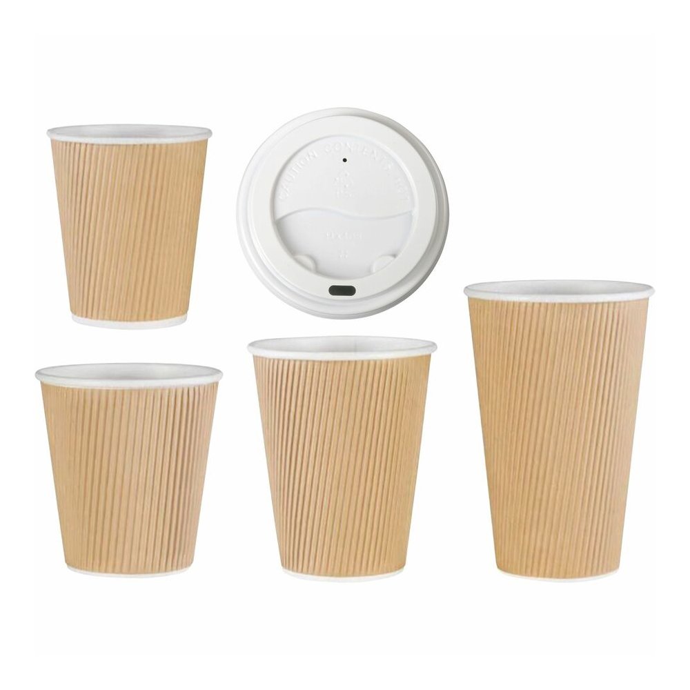 Genuine Joe 8 oz Rippled Hot Cups - 8 fl oz - Brown - Hot Drink, Beverage - 25/Pack - 5 / Bundle. Picture 4