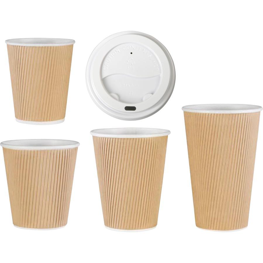 Genuine Joe 16 oz Rippled Hot Cups - 16 fl oz - Brown - Hot Drink, Hot Drink, Beverage - 25/Pack - 5 / Bundle. Picture 6