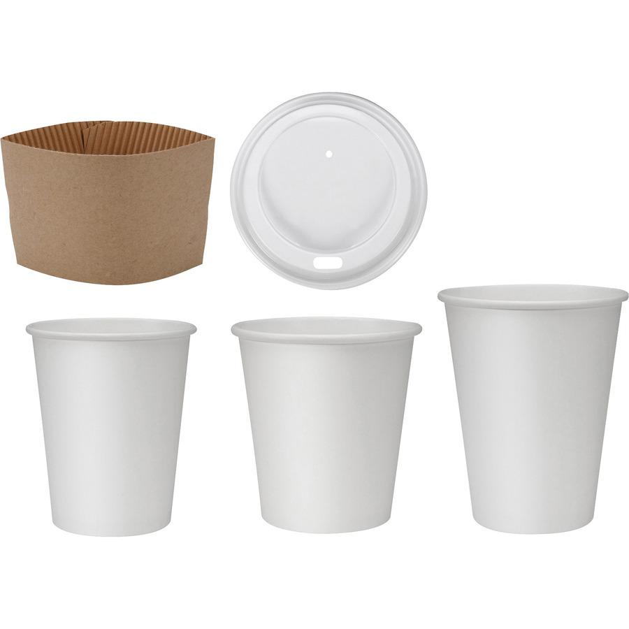 Genuine Joe 10 oz Disposable Hot Cups - 10 fl oz - White - Polyurethane - Hot Drink, Beverage - 50/Pack - 5 / Bundle. Picture 6