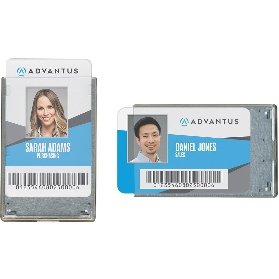 Advantus RFID Blocking Badge Holder - Support 3.38" x 2.13" Media - Vertical, Horizontal - Vinyl - 20 / Pack - Clear - Removable. Picture 2
