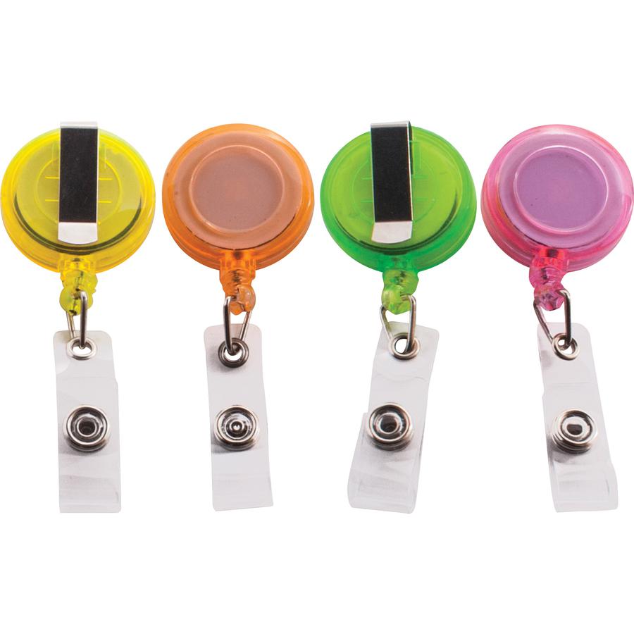 Advantus 4-Color Neon Set ID Card Reels - Metal, Plastic, Nylon - 20 / Pack - Neon Orange, Neon Yellow, Neon Green, Neon Pink - Sturdy. Picture 3