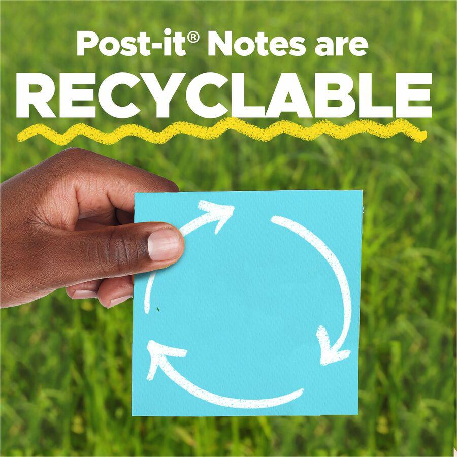 Post-it&reg; Notes Cabinet Pack - 3" x 3" - Square - 100 Sheets per Pad - Unruled - Fresh Mint, Aqua Splash, Sunnyside, Papaya Fizz, Guava - Self-adhesive, Self-stick - 18 / Pack. Picture 3
