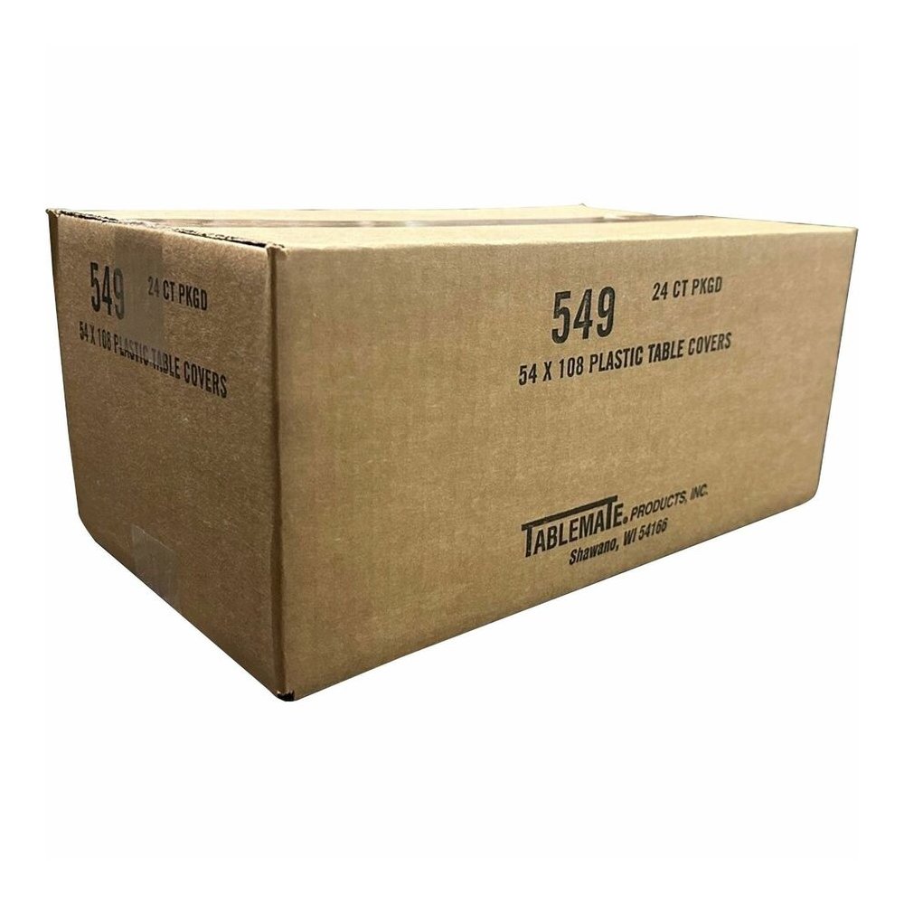 Tablemate Heavy-duty Plastic Table Covers - 108" Length x 54" Width - Plastic - White - 6/Pack - 4 / Carton. Picture 2