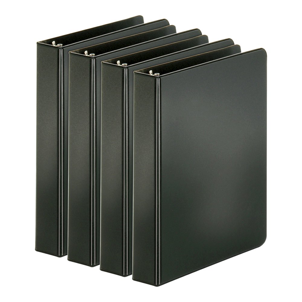 Business Source Basic Round Ring Binders - 1" Binder Capacity - 240 Sheet Capacity - 3 Ring - Fastener: Round Ring - Pocket: Inside Front & Back - Chipboard, Polypropylene - Black - Exposed Rivet, Stu. Picture 2