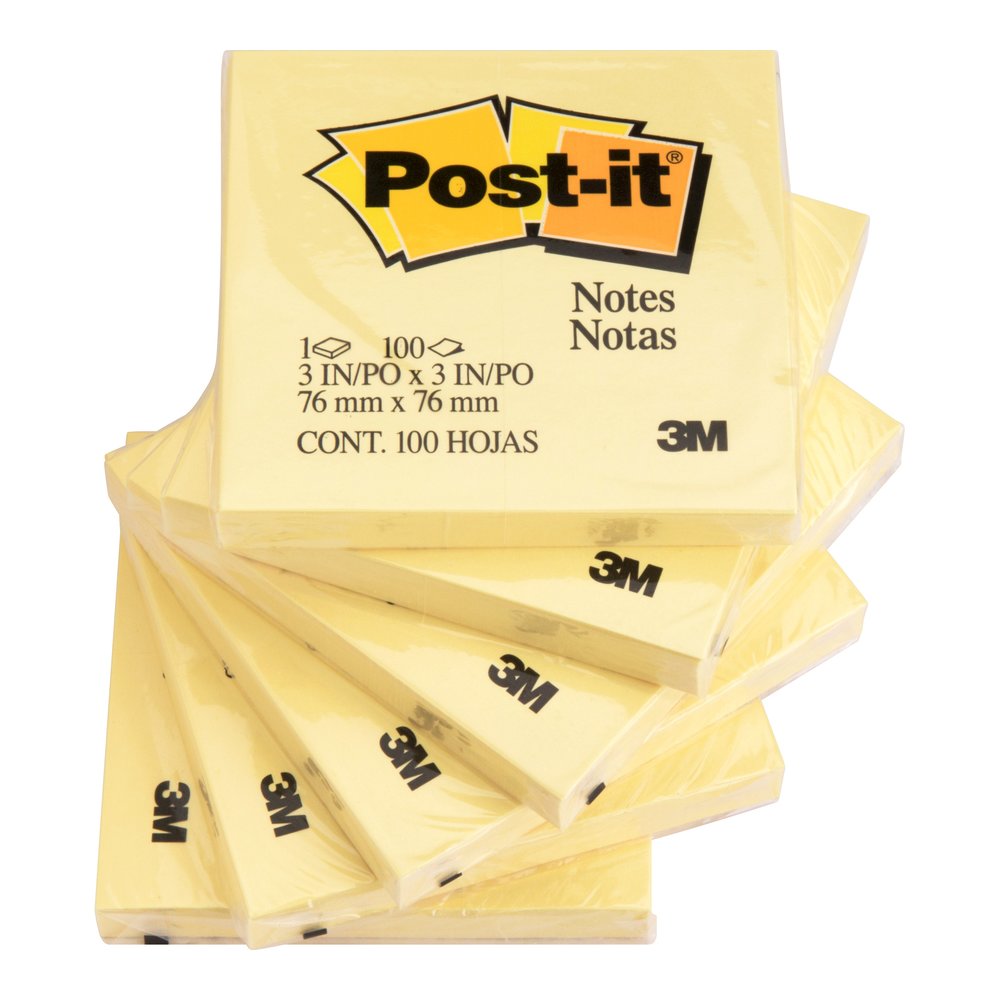 Post-it&reg; Notes Original Notepads - 3" Flag/Note Width x 3" Flag/Note Length - Square - 100 Sheets per Pad - Unruled - Canary Yellow - Paper - Self-adhesive, Repositionable - 12/Pack - 2 / Bundle. Picture 4