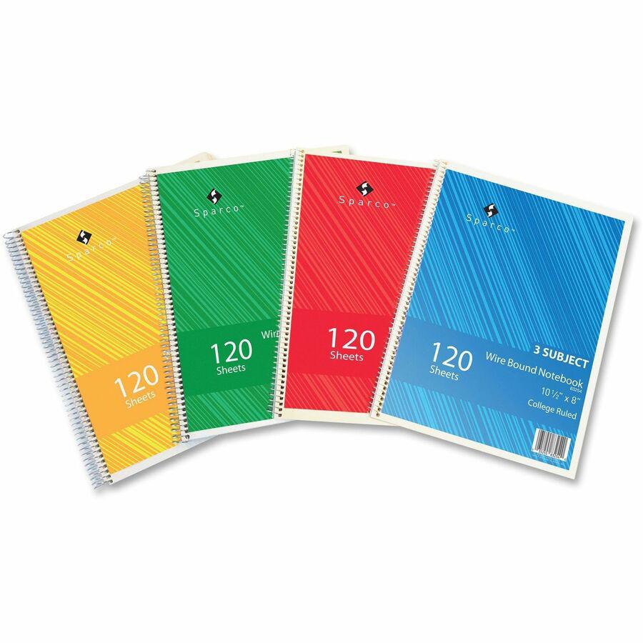 Sparco Wire Bound College Ruled Notebook - 120 Sheets - Wire Bound - College Ruled Front Ruling - Unruled Margin - 16 lb Basis Weight - 8" x 10 1/2" Sheet Size - Assorted Paper - Assorted Chipboard Co. Picture 5