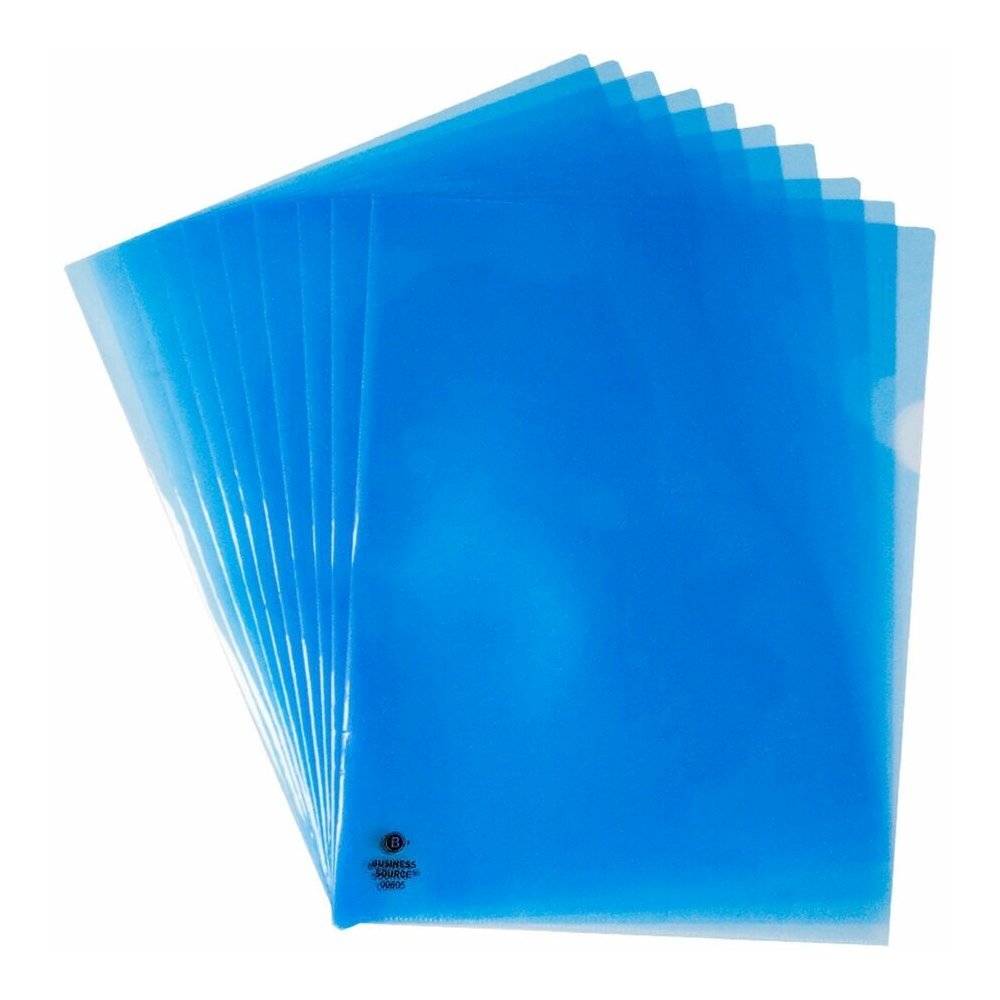 Business Source Letter File Sleeve - 8 1/2" x 11" - 20 Sheets Capacity - Blue - Water Resistant, Transfer Safe, Lightweight, Transparent - 10/Pack - 5 / Box. Picture 2