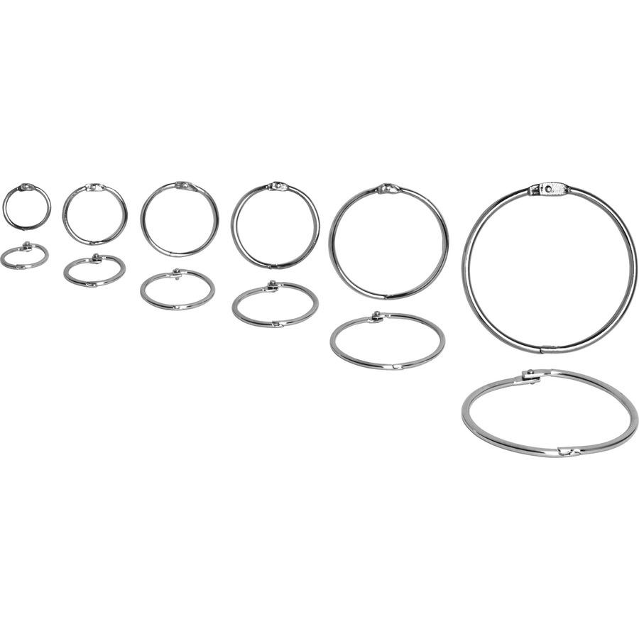 Business Source Standard Book Rings - 1.5" Diameter - Silver - Nickel Plated - 100 / Box. Picture 8