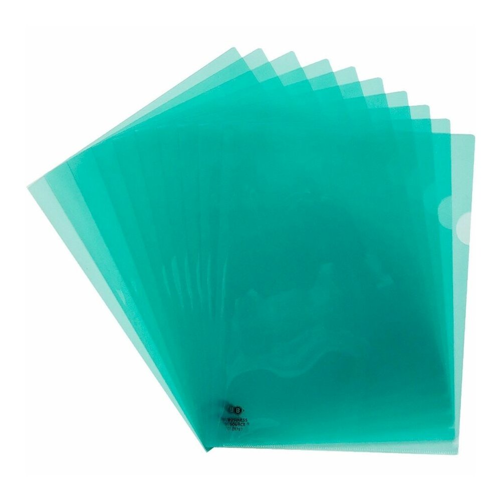 Business Source Letter File Sleeve - 8 1/2" x 11" - 20 Sheets Capacity - Green - Water Resistant, Transfer Safe, Lightweight, Transparent - 10/Pack - 5 / Box. Picture 2