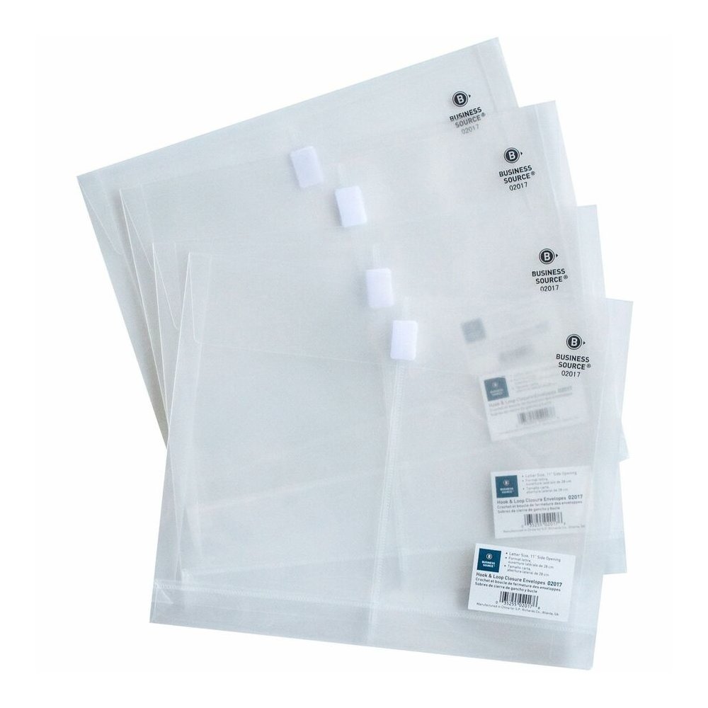 Business Source Letter File Pocket - 8 1/2" x 11" - 1" Expansion - Clear - Hook & Loop Closure, Transfer Safe - 12 / Pack. Picture 2