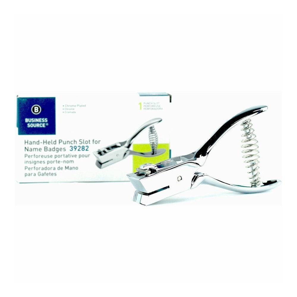 Business Source Handheld 15mm Slot Punch - 5/32" Punch Size - Metal - Silver, Chrome. Picture 2