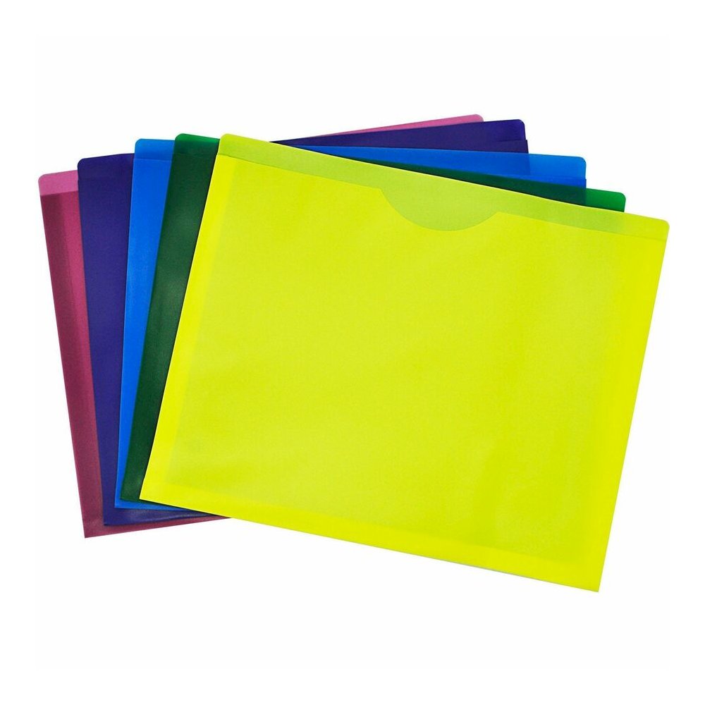Business Source Straight Tab Cut Letter No File Jacket - 8 1/2" x 11" - 1" Expansion - Assorted - 10/Pack - 10 / Pack. Picture 2