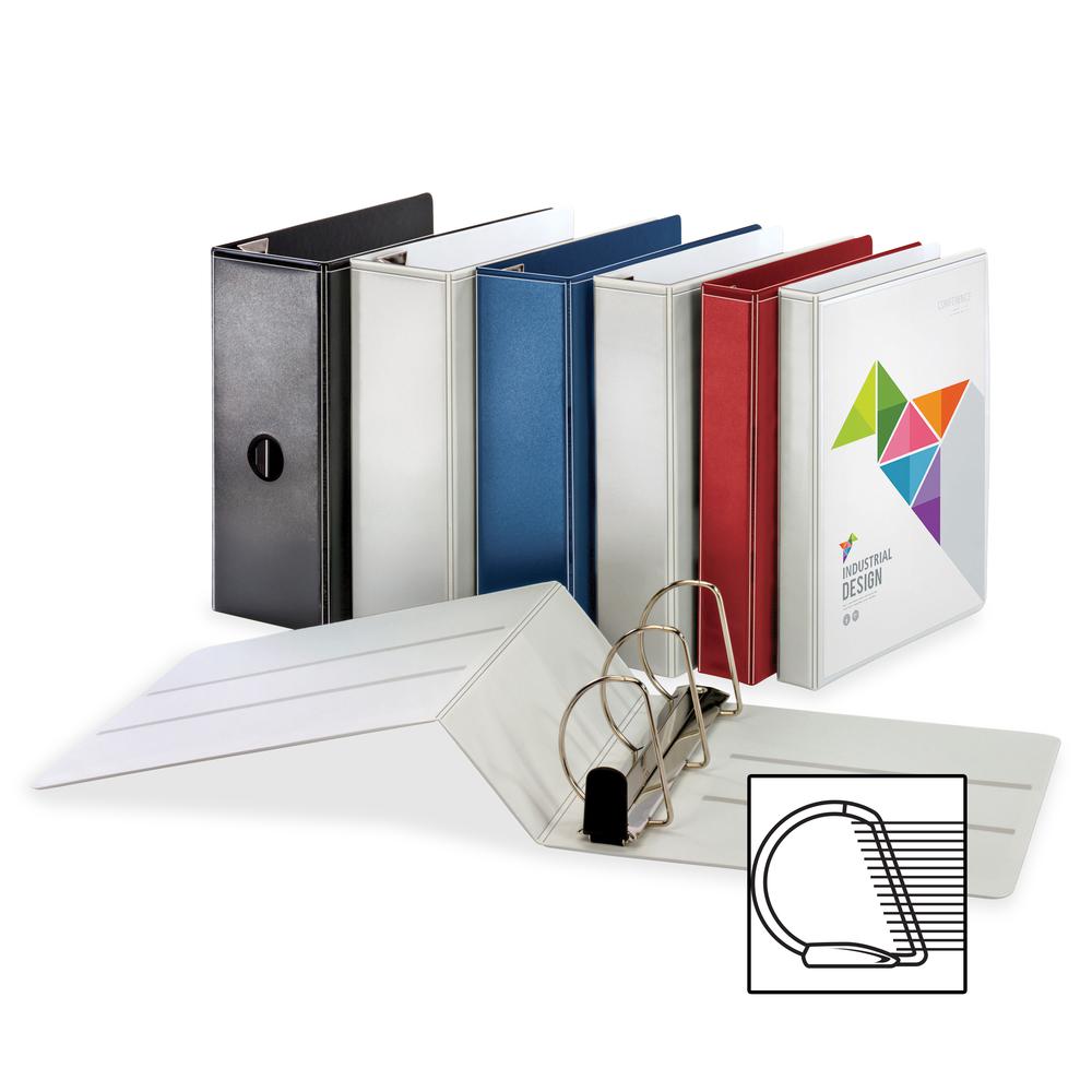 Business Source Red D-ring Binder - 5" Binder Capacity - Letter - 8 1/2" x 11" Sheet Size - D-Ring Fastener(s) - 4 Pocket(s) - Polypropylene - Red - Clear Overlay, Non-stick, Ink-transfer Resistant, L. Picture 3
