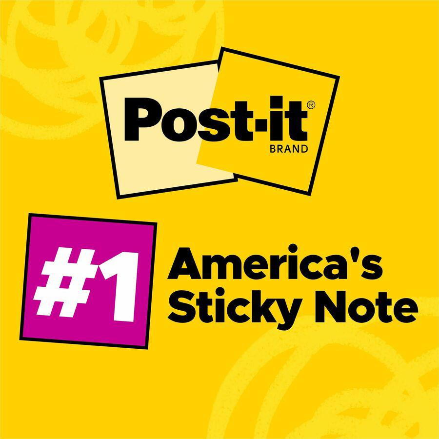 Post-it&reg; Notes Value Pack - 1 1/2" Flag/Note Width x 2" Flag/Note Length - Rectangle - 100 Sheets per Pad - Power Pink, Acid Lime, Aqua Splash, Vital Orange, Guava - Self-stick, Recyclable - 24 / . Picture 3