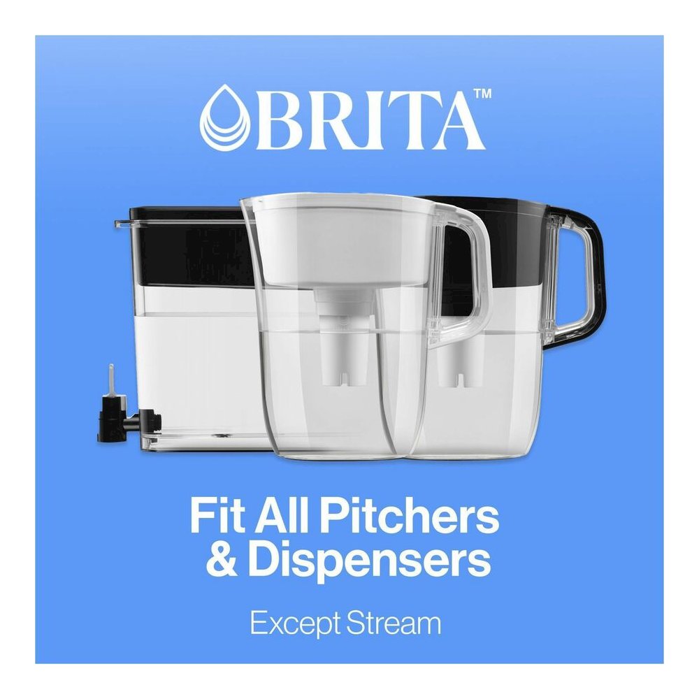 Brita Replacement Water Filter for Pitchers - Dispenser - Pitcher - 40 gal Filter Life (Water Capacity)2 Month Filter Life (Duration) - 3/Pack - 8 / Carton - Blue, White. Picture 2