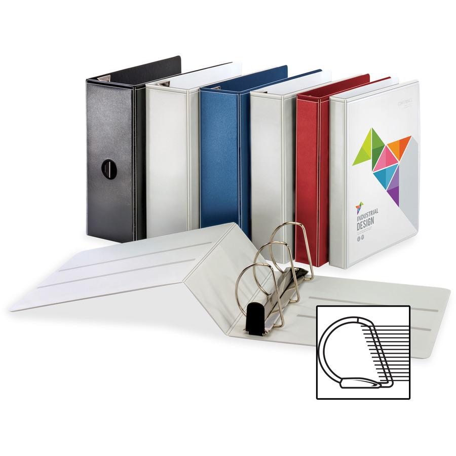 Business Source Easy Open Nonstick D-Ring View Binder - 4" Binder Capacity - Letter - 8 1/2" x 11" Sheet Size - D-Ring Fastener(s) - 4 Pocket(s) - Polypropylene - Navy - Non-stick - 1 Each. Picture 6