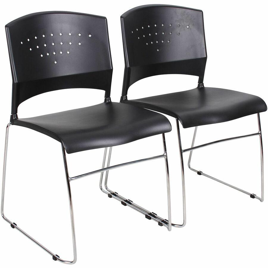 Boss Black Stack Chair With Chrome Frame, 1Pc Pack - Black Seat Color - Polypropylene Seat Material - Black Back Color - Polypropylene Back Material - Chrome Frame Material - Sled Base - 1 Each. Picture 9