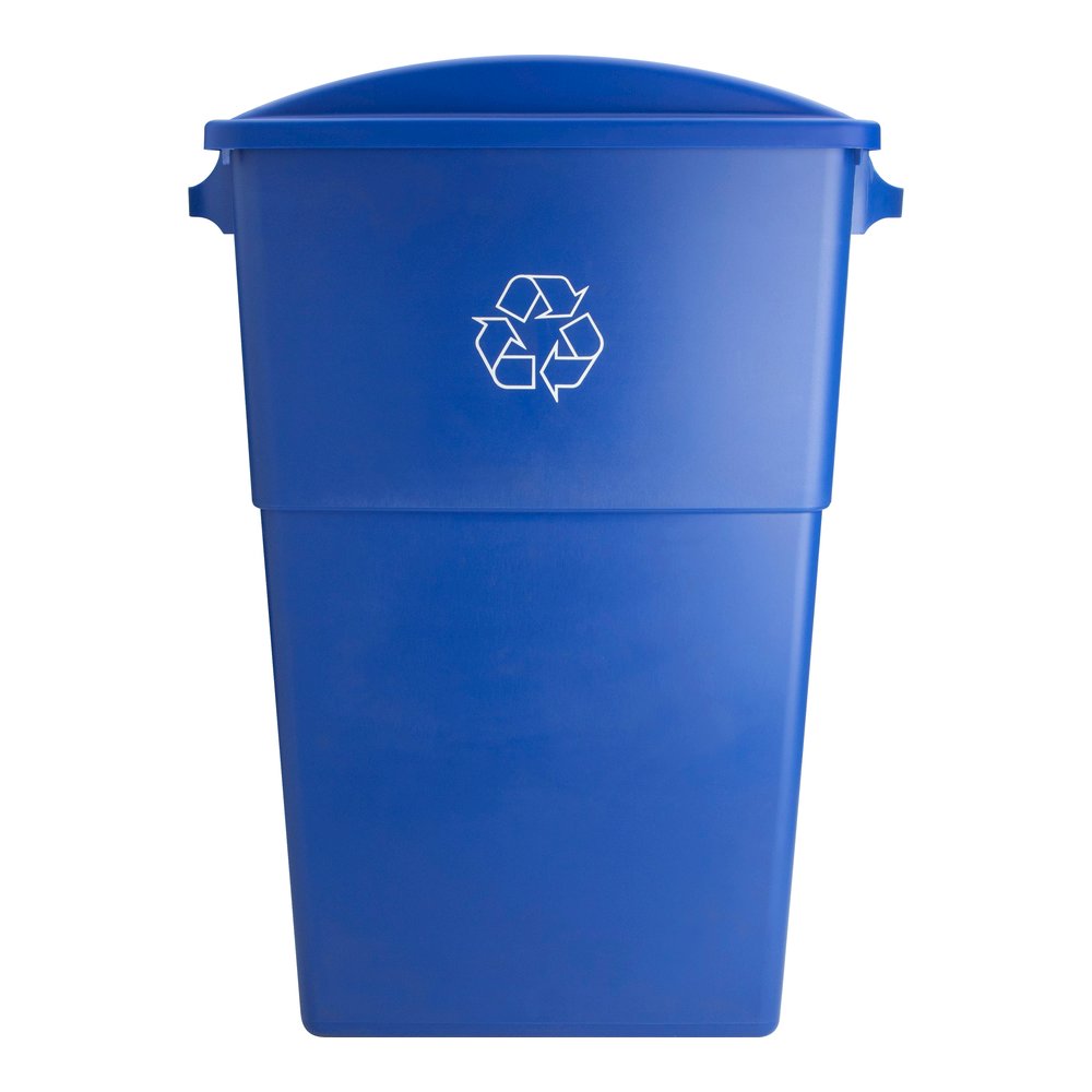 Genuine Joe 23-gallon Recycling Bin Round Cutout Lid - Round - Blue - 4 / Carton. Picture 2