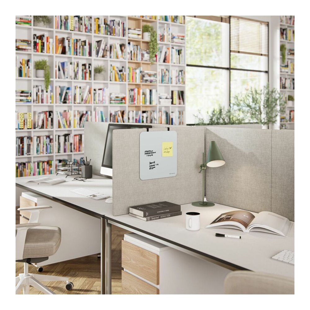 U Brands Magnetic Cubicle/Wall Glass Dry-Erase Board - 12" (1 ft) Width x 12" (1 ft) Height - Frosted White Tempered Glass Surface - Square - Horizontal - Magnetic - Frameless - 1 Each. Picture 2