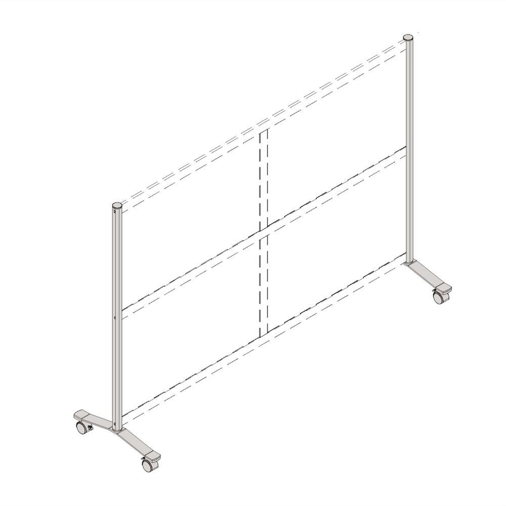 Lorell Adaptable Panel Legs for 50"H Configuration - 18.75" Width x 2" Depth x 48.37" Height - Caster - Aluminum - Silver - 1 Set. Picture 6