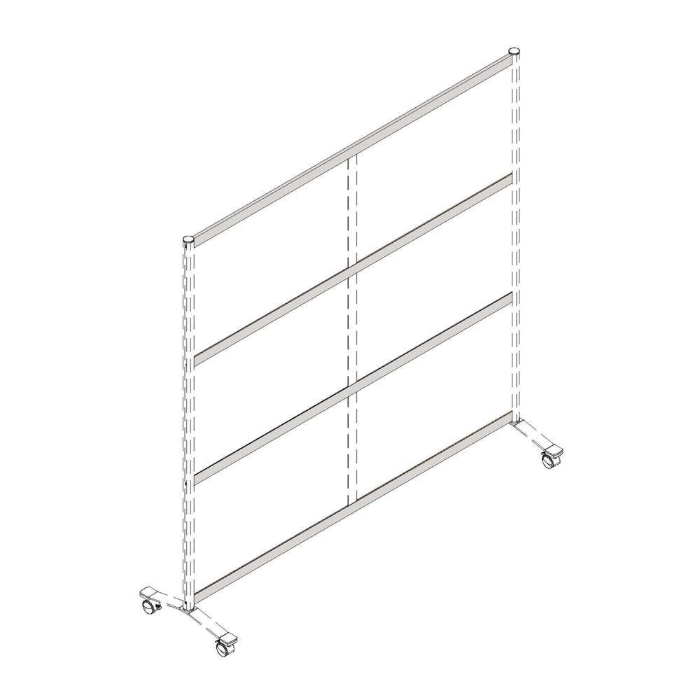 Lorell Double-wide Horizontal Panel Strip for Adaptable Panel System - 67" Width x 0.50" Depth x 1.80" Height - Aluminum - Silver - 1 Each. Picture 2