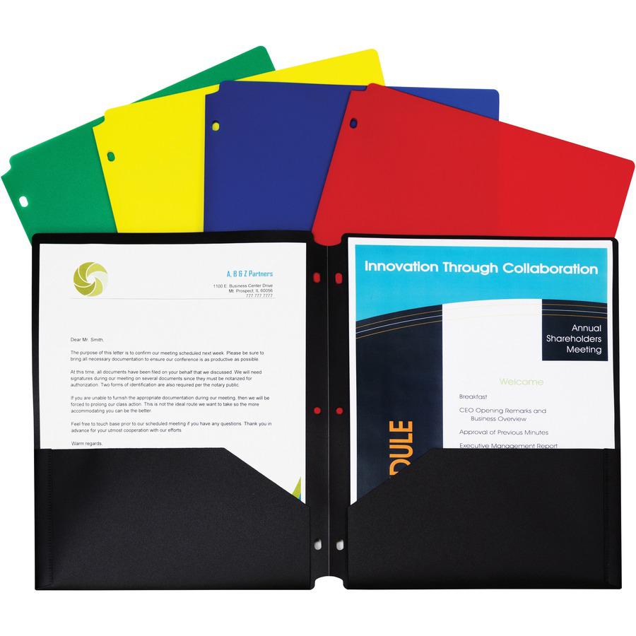C-Line 2-pocket Heavyweight Poly Portfolio Pocket - 9.4" Width x 11.4" Length x 100 mil Thickness - For Letter 8 1/2" x 11" Sheet - 3 x Holes - Ring Binder - Rectangular - Green - Polypropylene - 25 /. Picture 3