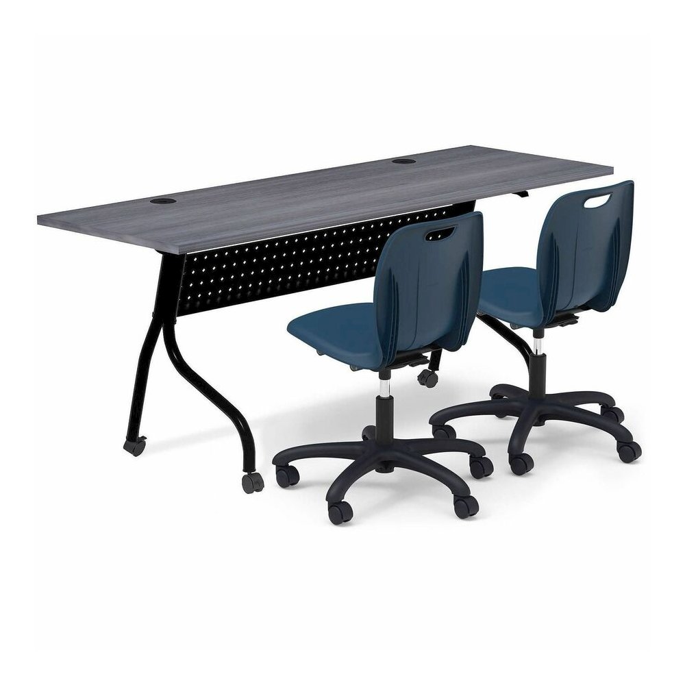 Lorell Flip Top Training Table - Charcoal Rectangle, Melamine Top - Black Four Leg Base - 4 Legs x 72" Table Top Width x 23.60" Table Top Depth - 29.50" Height - Melamine - 1 Each. Picture 4