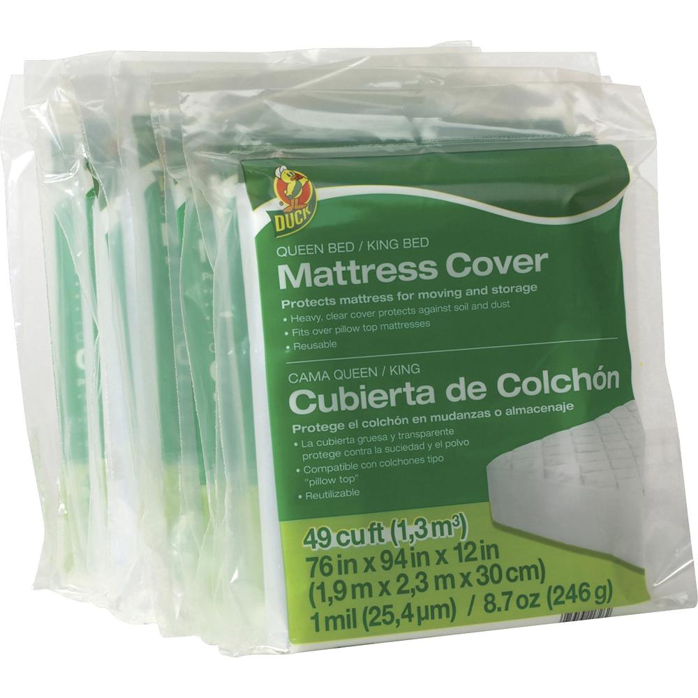 Duck Brand Queen/King Mattress Cover - 94" Length x 76" Width - Plastic - Clear - 1 Each. Picture 2