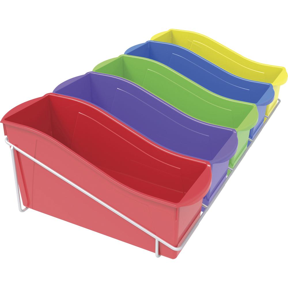Storex Large Book Bins Metal Shelf Rack - 5 Compartment(s) - 7.3" Height x 14.3" Width25.7" Length - Metal, Steel - 1 / Carton. Picture 3
