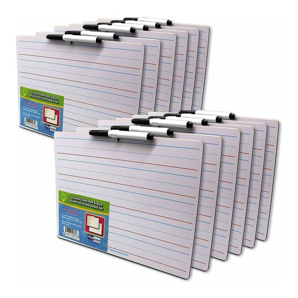 Flipside 2-sided Dry Erase Board Sets - 12" (1 ft) Width x 9" (0.8 ft) Height - White Hardboard Surface - Rectangle - Desktop, Lap - 12 / Pack. Picture 2