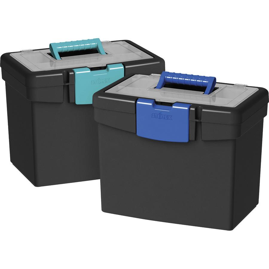 Storex File Storage Box with XL Storage Lid - External Dimensions: 10.9" Length x 13.2" Width x 11" Height - 30 lb - Media Size Supported: Letter 8.50" x 11" - Clamping Latch Closure - Plastic - Black. Picture 3