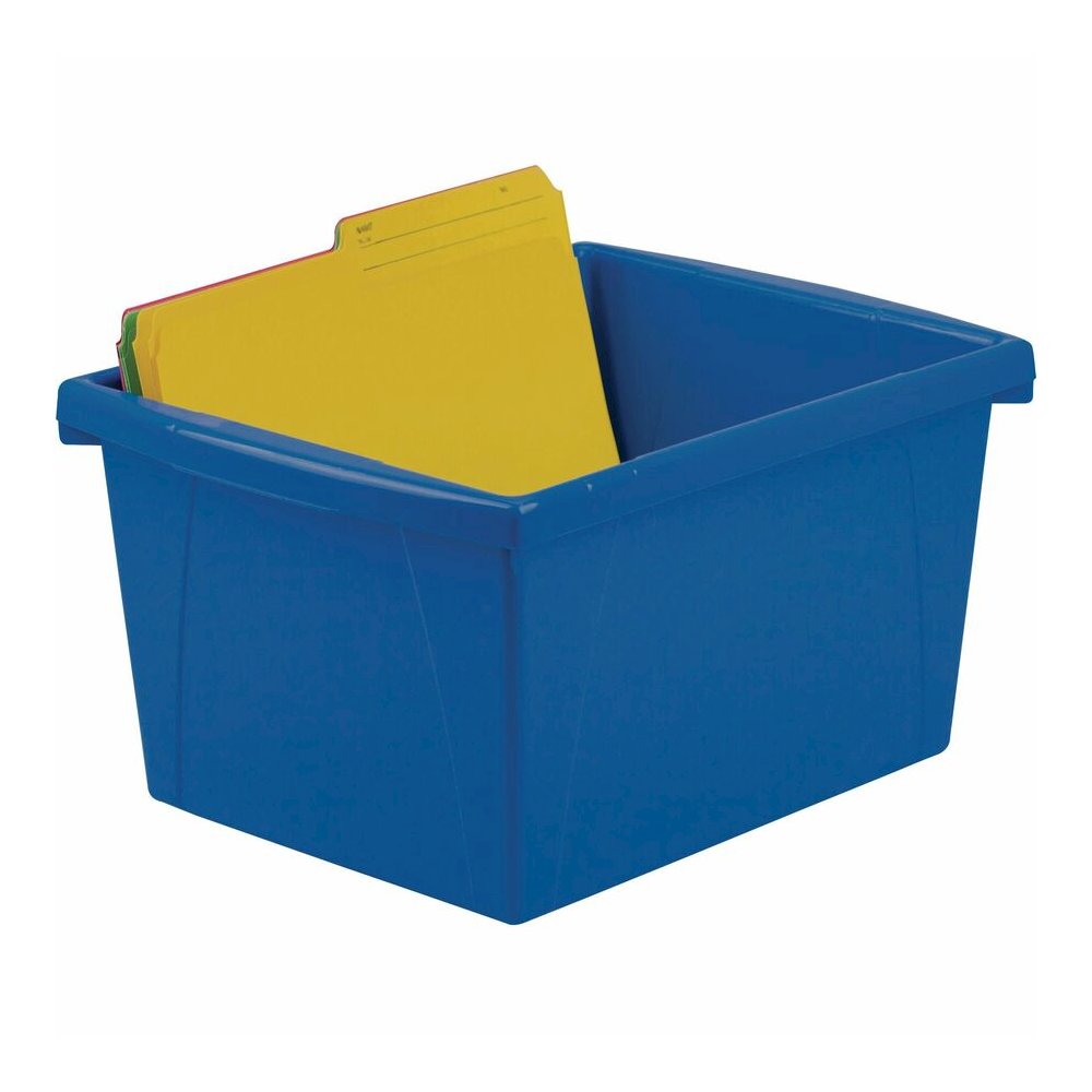 Storex 4-gallon Storage Bin - 7.87" Height x 11.25" Width x 13.63" Length - Handle, Impact Resistant, Sturdy, Drop Resistant - Assorted Bright - Plastic - 1 Each. Picture 2
