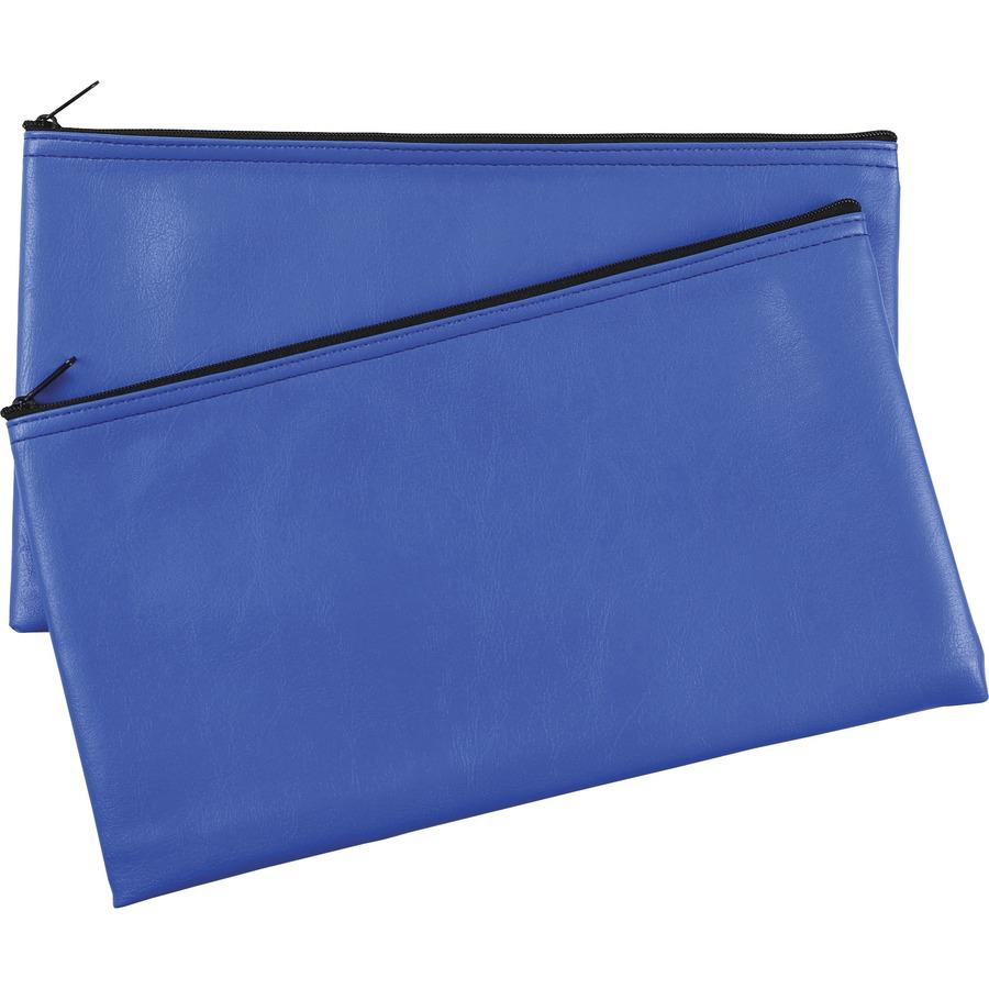 Sparco Carrying Case (Wallet) Cash, Check, Receipt, Office Supplies - Blue - Polyvinyl Chloride (PVC) Body - 11" Width x 6" Depth - 2 / Pack. Picture 2