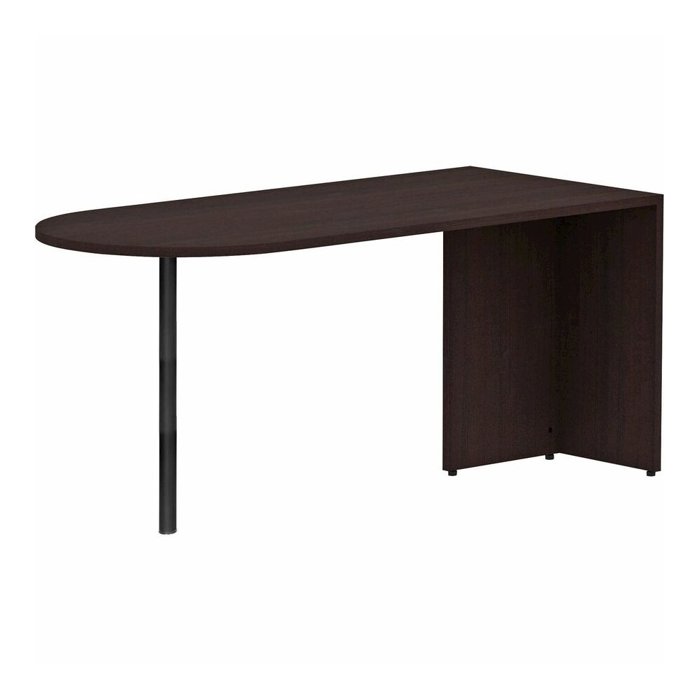 Lorell Essentials Series Peninsula Desk Box 1 of 2 - 29.5" Height x 66" Width x 30" Depth Desk, 1" Thickness Top - Finish: Espresso Laminate - 1 Each. Picture 2