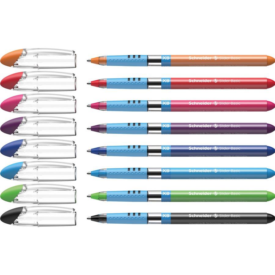 Schneider Slider Basic XB Ballpoint Pen Wallet - Black, Red, Blue, Light Green, Orange, Violet, Pink, Light Blue Ink - Transparent Rubberized, Black, Red, Blue, Light Green, Orange, Violet, Pink, Ligh. Picture 7