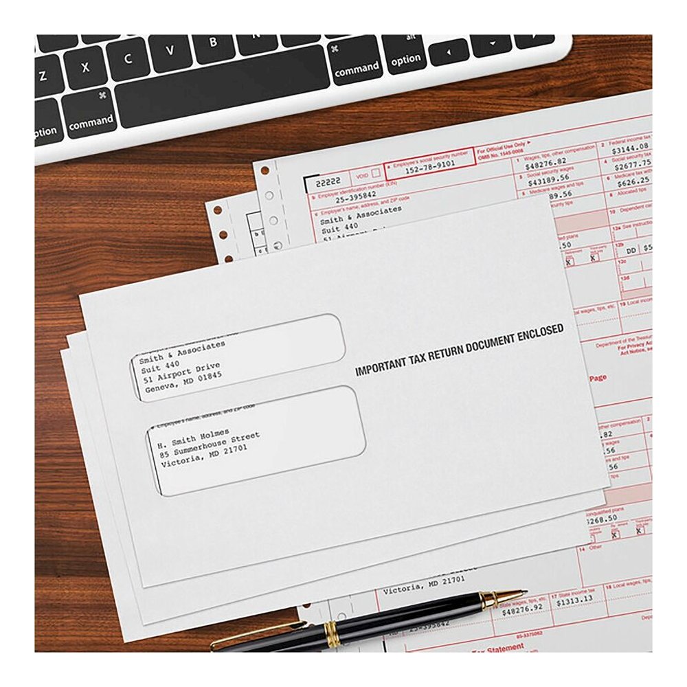 TOPS W-2 Continuous Tax Envelope - Document - 9 1/2" Width x 5 5/8" Length - Gummed - White - 24 / Pack. Picture 2