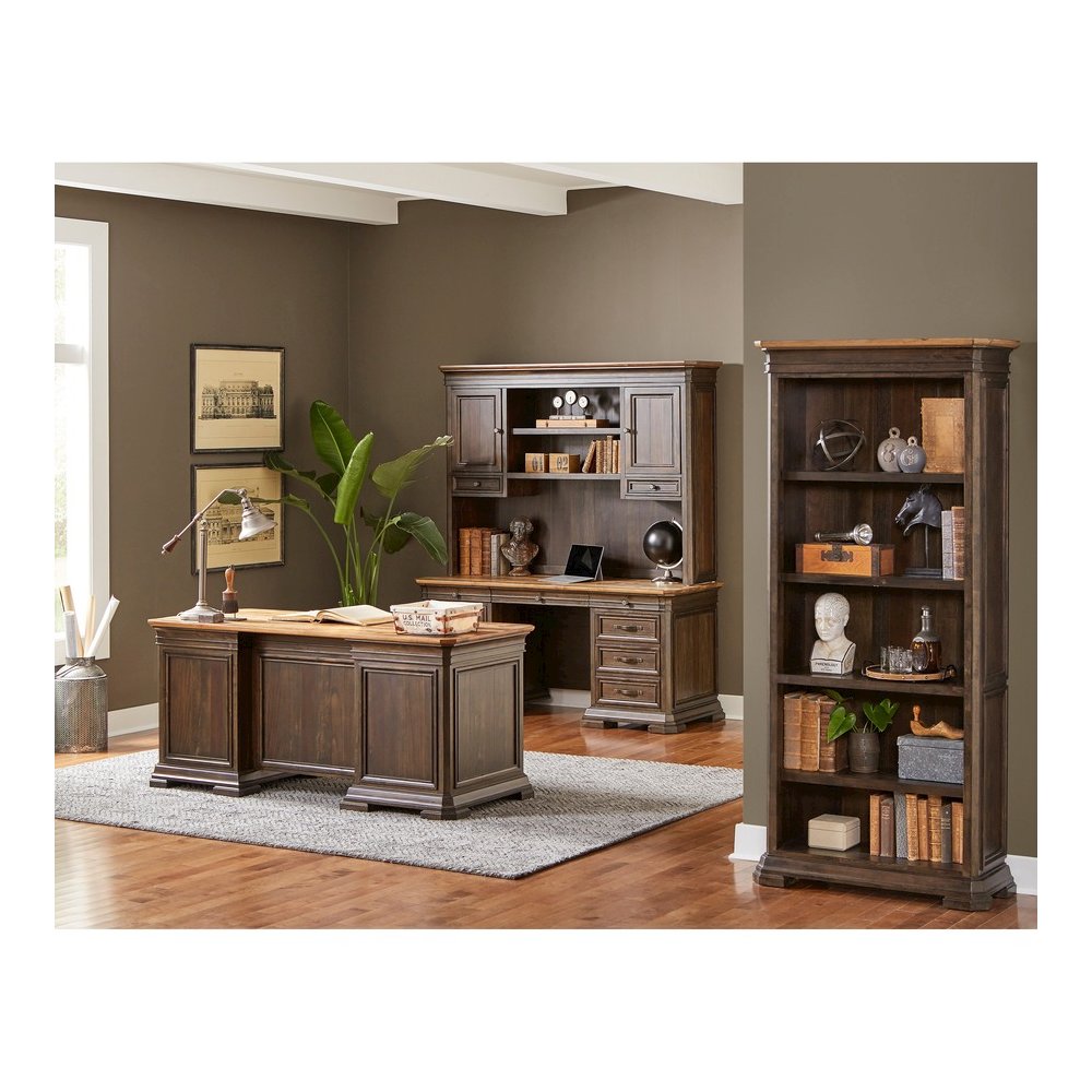 Martin Sonoma Double Pedestal Desk - 30" Height x 60" Width x 28" Depth - Total Drawer(s): 7 - Double Pedestal on Left/Right Side - Material: Wood Veneer - Finish: Dark Roast - 1 Each. Picture 2