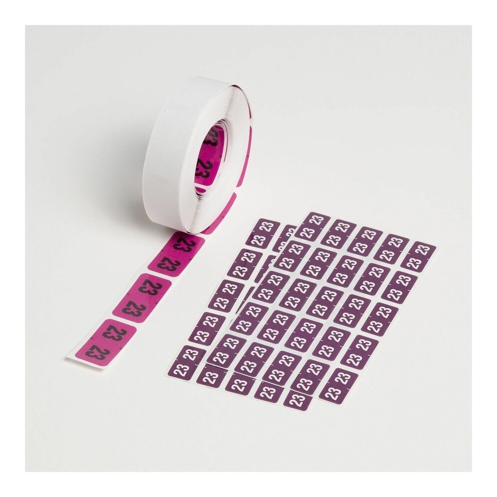 Smead ETYJ Color-Coded Year Labels - 23 - 3/4" Height x 1 1/2" Width - Rectangle - Purple - Laminated - 500 / Roll - 1 Roll. Picture 2